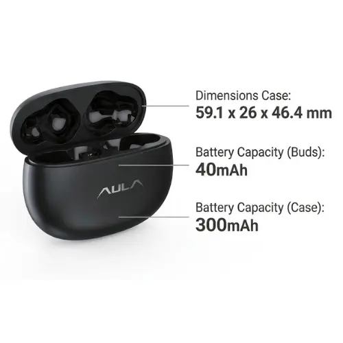AULA H150 True Wireless Earbuds with ANC, Bluetooth 5.4 & 28 Hours Battery Life – Black