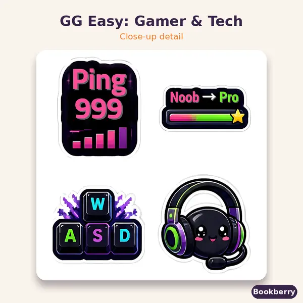 GG Easy: Gamer & Tech Sticker Sheet (A4)