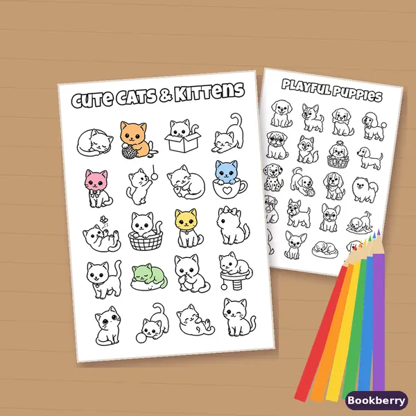 Colour Your Own Cute Animals Sticker Pack – 5 Sheets (A5)
