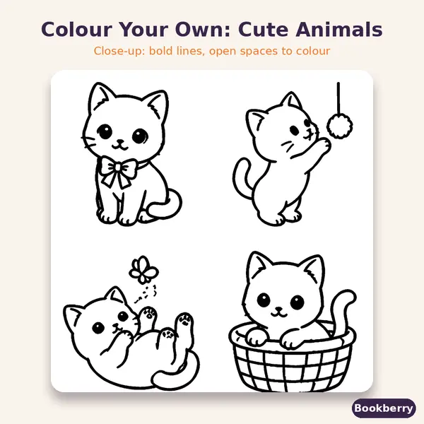 Colour Your Own Cute Animals Sticker Pack – 5 Sheets (A5)