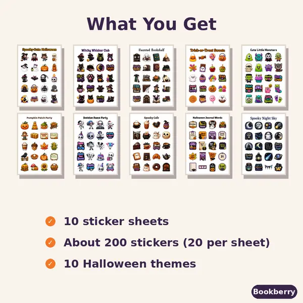 Halloween Sticker Sheet Bundle – 10 Sheets (A5)