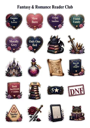 Fantasy & Romance Reader Club Sticker Sheet (A4)