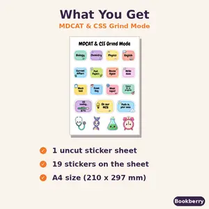 MDCAT & CSS Grind Mode Sticker Sheet (A4)