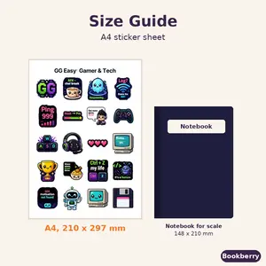 GG Easy: Gamer & Tech Sticker Sheet (A4)