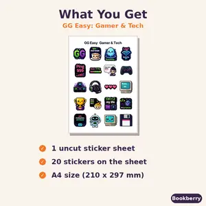 GG Easy: Gamer & Tech Sticker Sheet (A4)