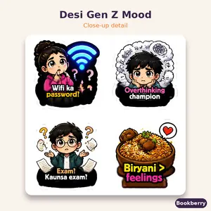 Desi Gen Z Mood Sticker Sheet (A4)