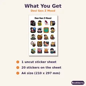 Desi Gen Z Mood Sticker Sheet (A4)