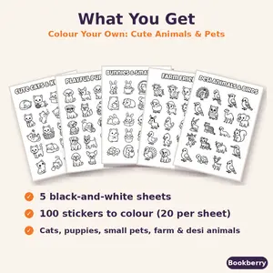 Colour Your Own Cute Animals Sticker Pack – 5 Sheets (A3)