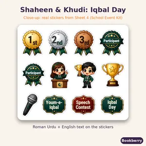 Shaheen & Khudi Iqbal Day Sticker Pack – 5 Sheets (A3)