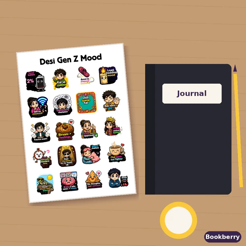 Desi Gen Z Mood Sticker Sheet (A4)