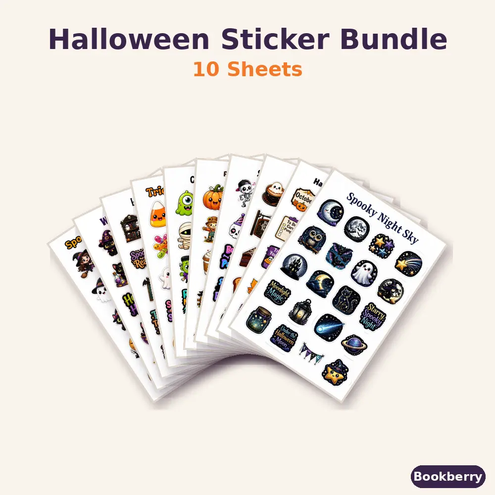 Halloween Sticker Sheet Bundle – 10 Sheets (A3)