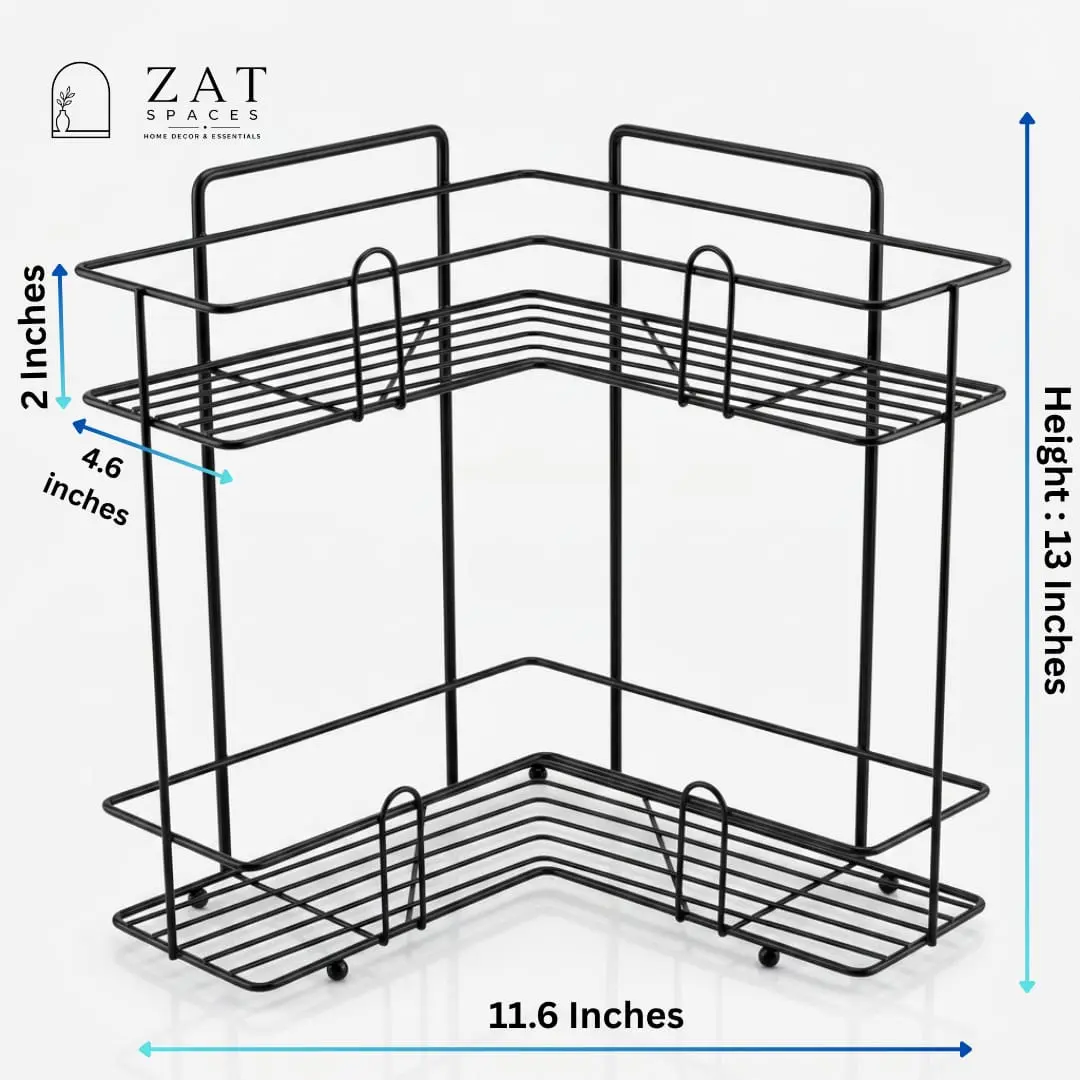 Corner Rack | 2 Tier Kitchen & Bathroom Corner Shelf | ZAT Spaces