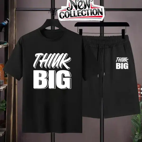 TRACKSUIT - Black Summer Printed Tracksuit for Men & Boys | T-Shirt and Shorts Set | Casual Sportswear & Gym Wear