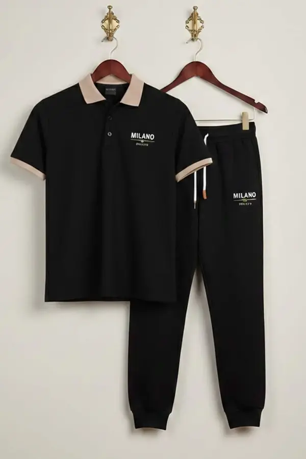 Men Printed Track Suit Set Milano Brand Polyester Collar Track Suit for Men & Boys