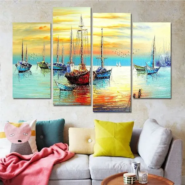 Set of 4 Decorative Wall Art Canvas Frames – Modern 4 Pcs Wall Frame Set (2pcs 8x14 Inch & 2pcs 8x16 Inch) for Home & Office Decor