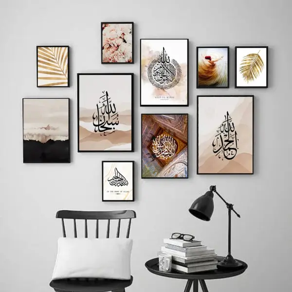 10Pcs Gallery Wall Frame Collection | Modern Wooden StickyTiles Frames with Double Tape
