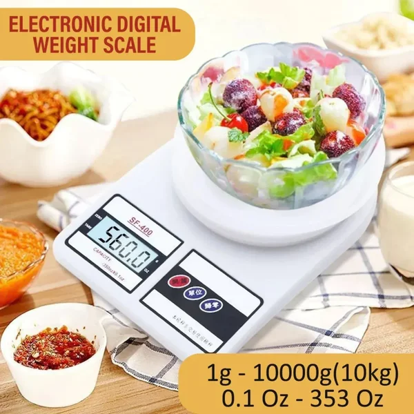 Digital Kitchen Weight Scale 10kg | Food Weighing Scale with LED Display | High Precision | Measures in Grams & Ounces