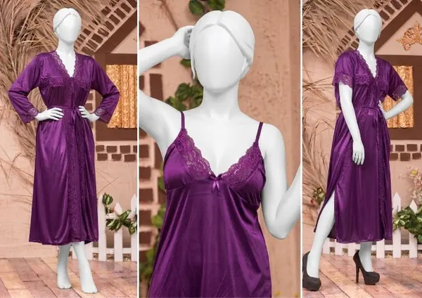 Women's Luxury Silk Satin Nightwear Set | 2 Piece Soft Sleepwear Suit | Free Size
