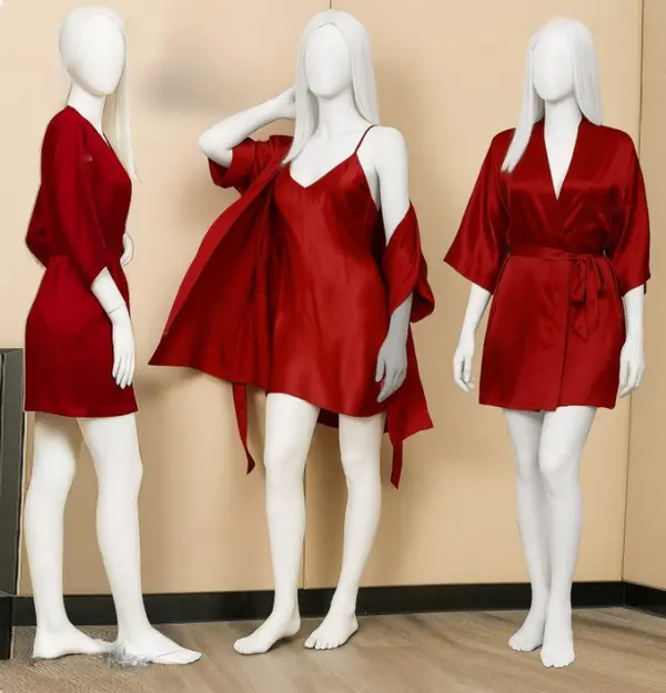 2-Piece Premium Satin Sleepwear Set for Women with Robe & Spaghetti Strap Nightdress | Free Size (Fits Up to 38" Chest & 42" Waist)