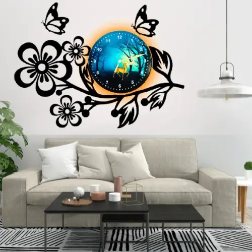 3D Wooden Flower Wall Clock with Aesthetic Dial – Premium 25-Inch Lasani Wood Home Decor Clock