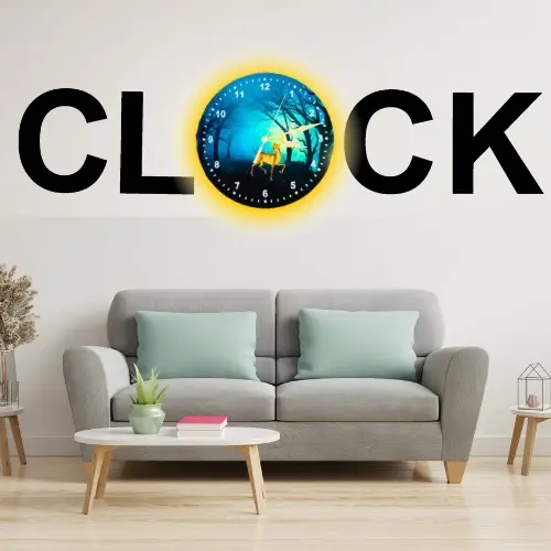 3D Wooden Alphabetic Wall Clock with Aesthetic Dial – Premium 30-Inch Lasani Wood Home Decor Clock