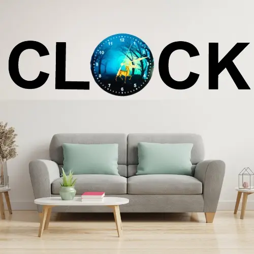 3D Wooden Alphabetic Wall Clock with Aesthetic Dial – Premium 30-Inch Lasani Wood Home Decor Clock