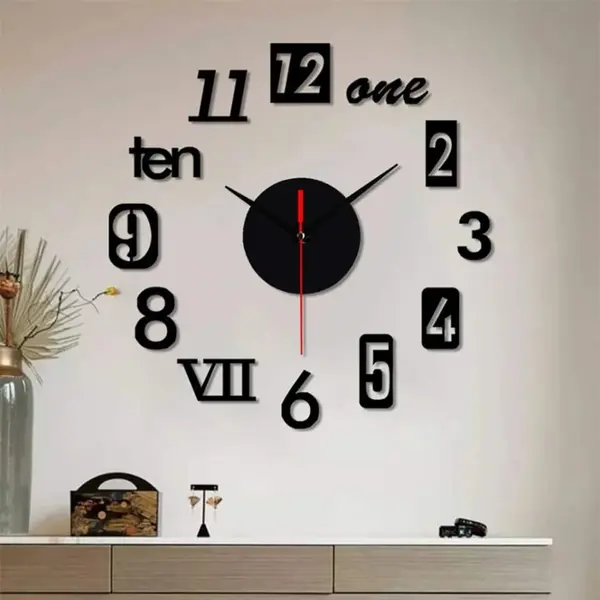 DIY 3D Wooden Wall Clock 24 Inch – Adjustable Decorative Clock for TV Wall & Home Décor