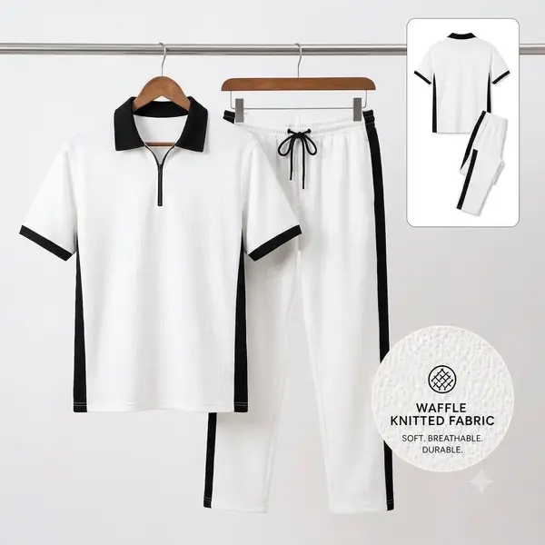 Premium Men's Dri-Fit Textured Track Suit 2-Piece Set – Athletic Sportswear