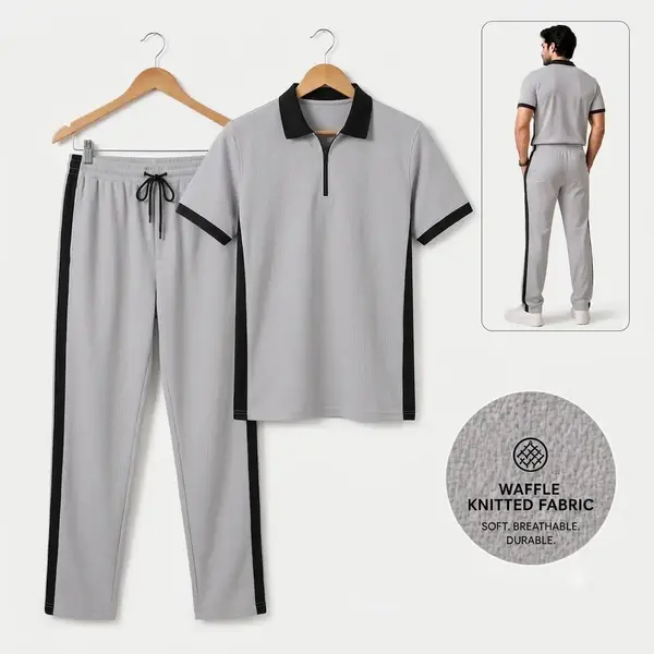 Premium Men's Dri-Fit Textured Track Suit 2-Piece Set – Athletic Sportswear