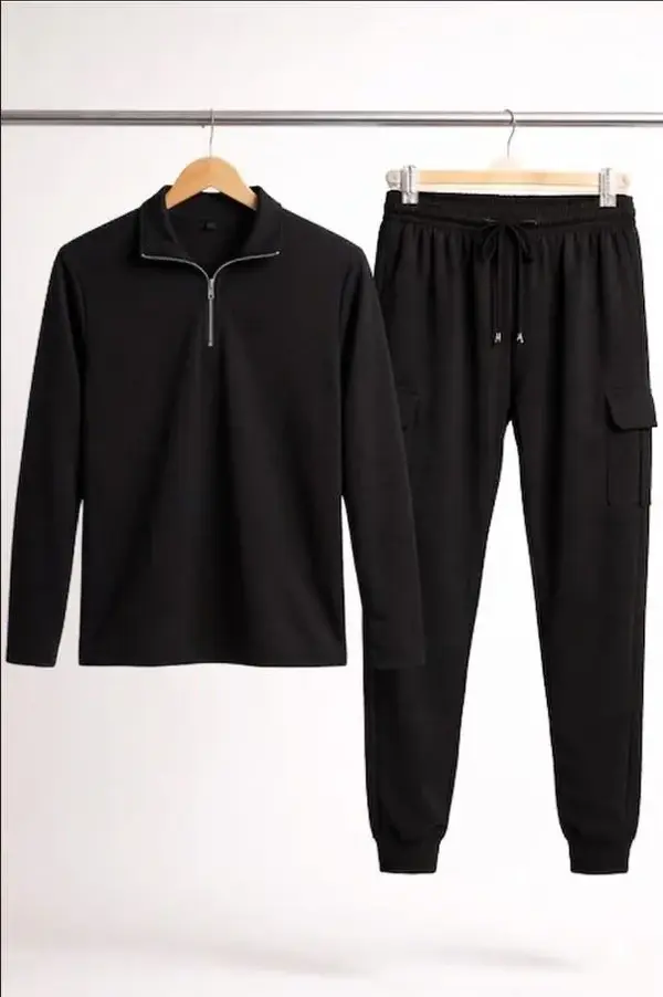 Buy Premium Men's Dri-Fit Zipper Track Suit 2-Piece Set – Plain Collar Sportswear
