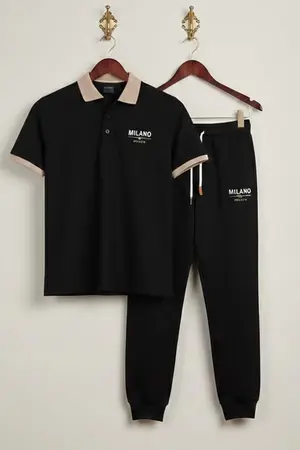 Men Printed Track Suit Set Milano Brand Polyester Collar Track Suit for Men & Boys