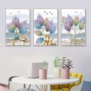3Pcs Butterfly Leafs Design StickyTiles Frame | Nature Inspired Wall Art with Double Tape