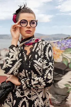 Elegant 3 Piece Embroidered Lawn Suit with Digital Print & Printed Chiffon Dupatta | Unstitched Summer Collection