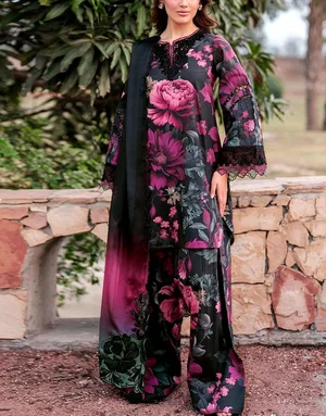 Iznik Digital Printed 3Pc Embroidered Lawn Unstitched Suit with 4-Side Embroidered Chiffon Dupatta | Summer Collection 2026