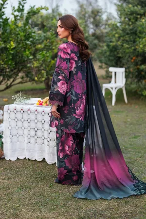 Iznik Digital Printed 3Pc Embroidered Lawn Unstitched Suit with 4-Side Embroidered Chiffon Dupatta | Summer Collection 2026