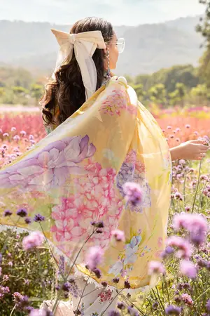 Luxury Multi Floral Embroidered Lawn 3 Piece Unstitched Suit with Printed Chiffon Dupatta | Summer Collection