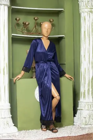 Luxury Silk Night Gown for Women | Premium Satin Sleepwear with Elegant Lace Trim | Free Size