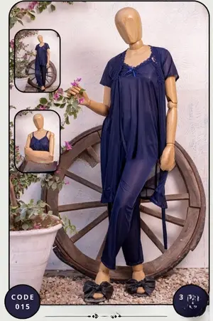 Luxury Silk 3-Piece Nightwear Set for Women | Premium Satin Robe, Camisole & Pajama Suit | Free Size