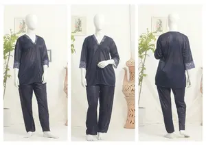 Women's Luxury Silk Satin Pajama Set | Elegant Lace Trim Sleepwear | Soft Night Suit | Free Size
