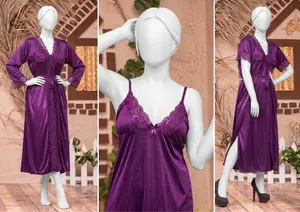 Women's Luxury Silk Satin Nightwear Set | 2 Piece Soft Sleepwear Suit | Free Size