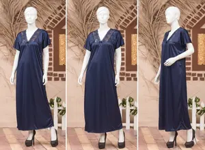 Women's Premium Long Silk Satin Nightgown | Elegant Lace Sleepwear | Free Size