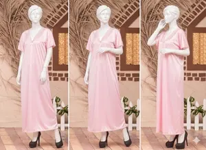 Women's Premium Long Silk Satin Nightgown | Elegant Lace Sleepwear | Free Size