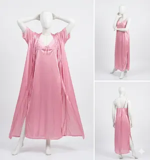 Women's Premium Silk Lace Nightwear Set | 2 Piece Inner & Gown Sleepwear | Free Size