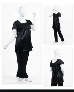 Women's Premium Silk Satin Nightwear Set | 2 Piece T-Shirt & Trouser Sleepwear | Free Size