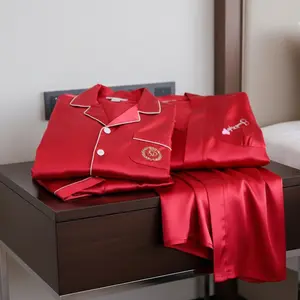 Couple Premium Silk Satin Nightwear Set | 4 Piece Pajama, Nightdress & Robe Sleepwear | Free Size