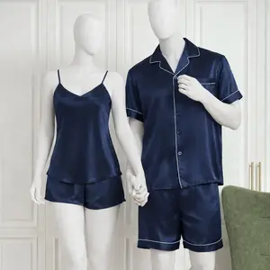 Couple Premium Silk Satin Nightwear Set | 4 Piece Camisole, Shirt & Shorts Sleepwear | Free Size