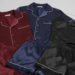 Couple Premium Silk Satin Nightwear Set | 3 Piece Shirt, Shorts & Slip Dress Sleepwear | Free Size