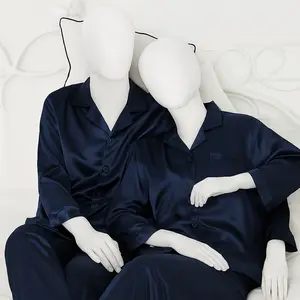 Couple Premium Silk Satin Night Suit Set | 4 Piece Long Sleeve Shirt & Pajama Sleepwear | Free Size