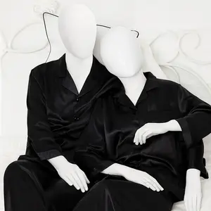 Couple Premium Silk Satin Night Suit Set | 4 Piece Long Sleeve Shirt & Pajama Sleepwear | Free Size