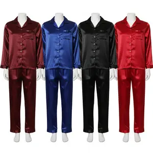 Couple Premium Silk Satin Night Suit Set | 4 Piece Long Sleeve Shirt & Pajama Sleepwear | Free Size